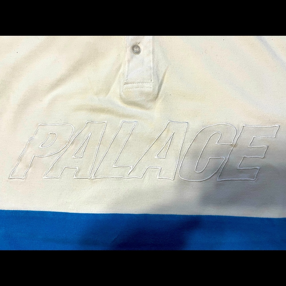 Palace polo shirt BIG Logo. XXL White/blue